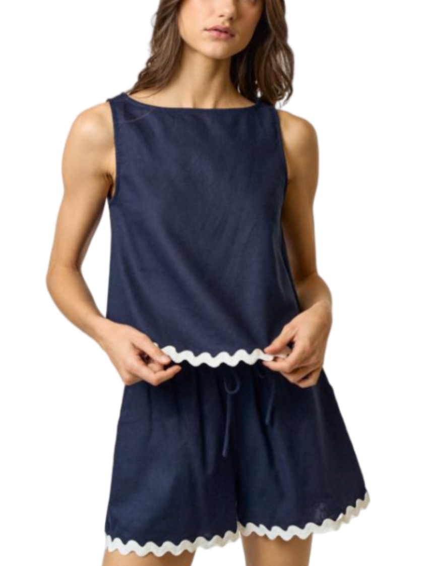 BELLAGIO LINEN NAVY BLUE SET SHORTS