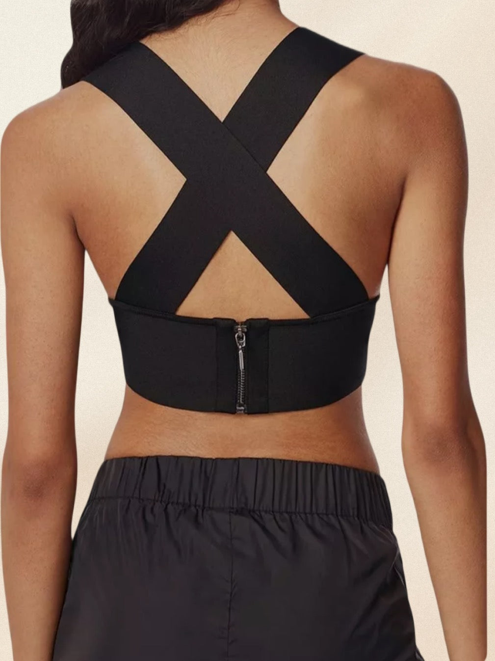 HERVÉ LÉGER BLACK CROSSED OVER CROPPED TOP