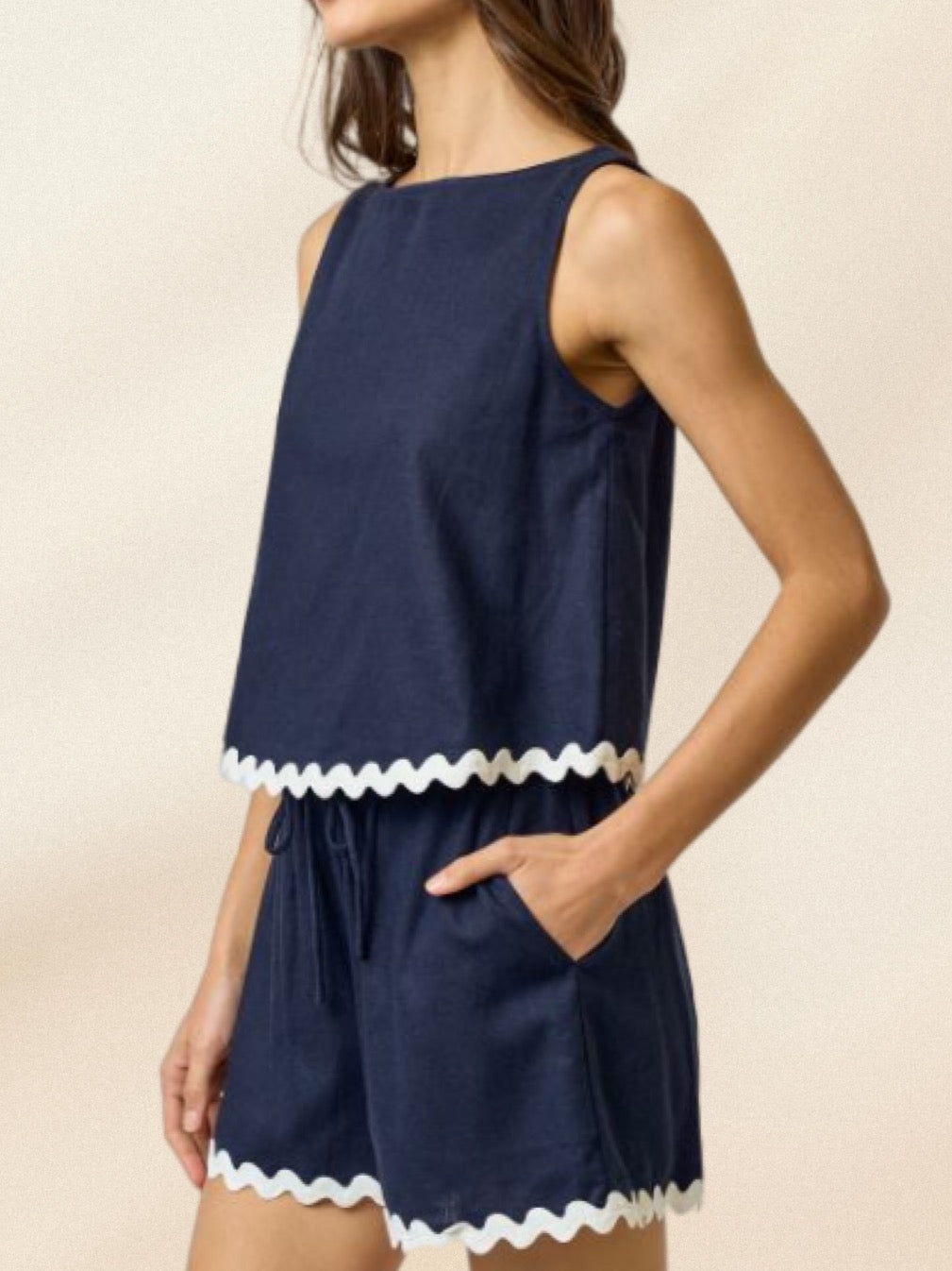 BELLAGIO LINEN NAVY BLUE SET SHORTS