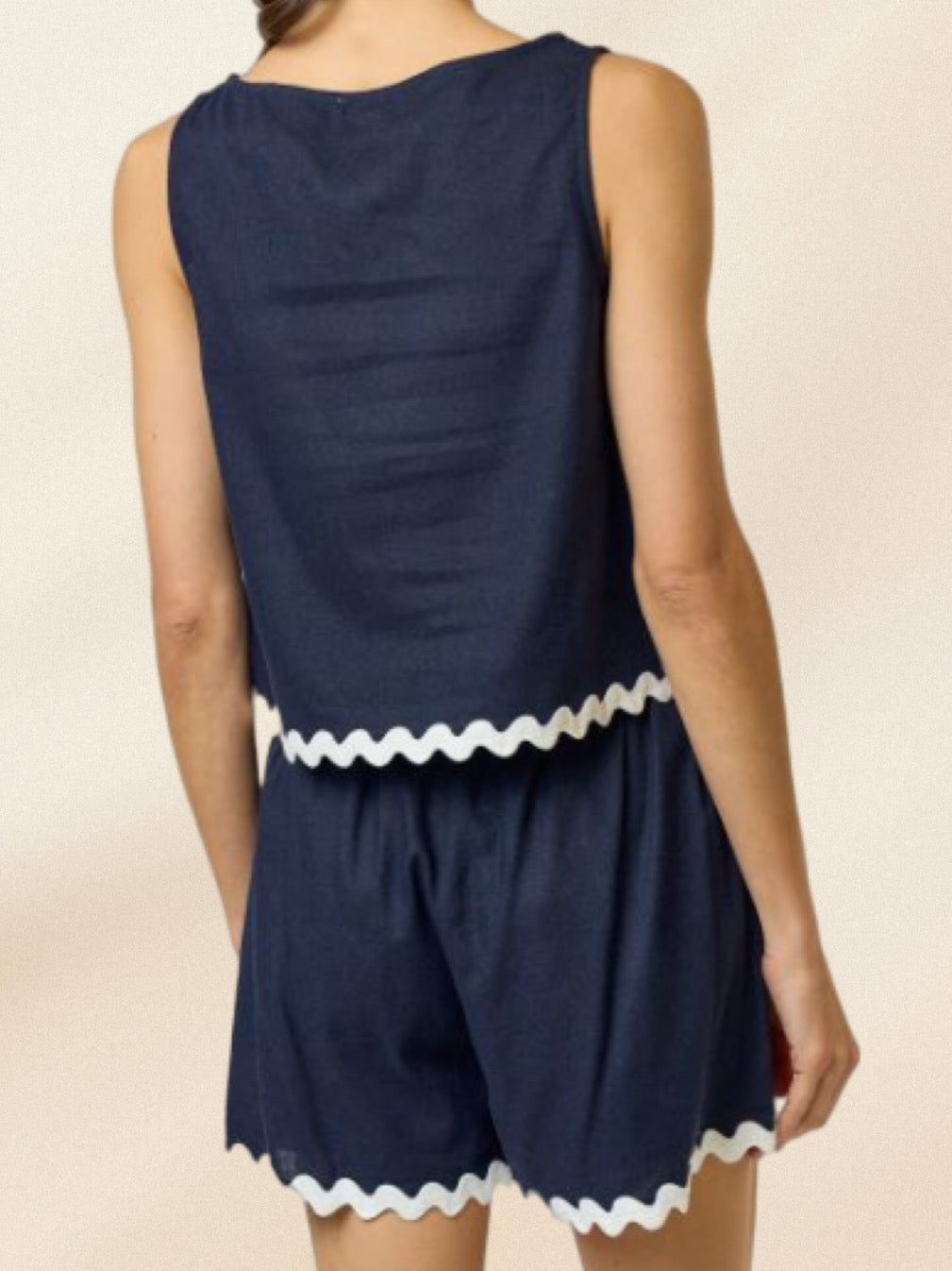 BELLAGIO LINEN NAVY BLUE SET SHORTS