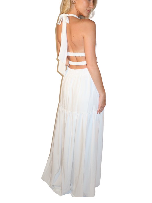 MAYA WHITE BACKLESS DRESS