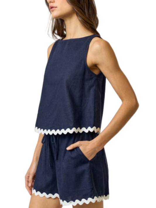 BELLAGIO LINEN NAVY BLUE SET TOP